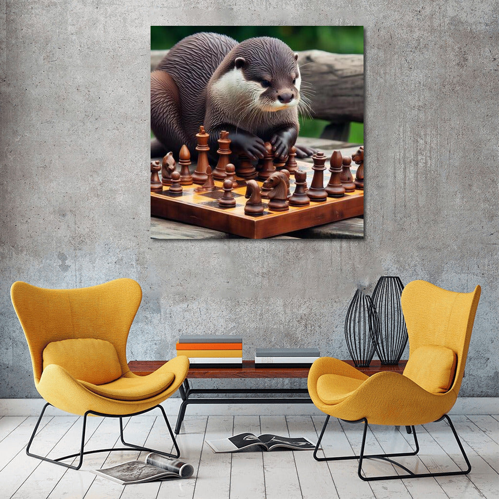 Chess Battle: Otter and the Living Pieces in the Game