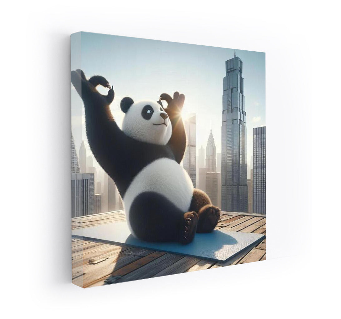 Yoga Panda on the Roof of a Skyscraper: Harmony at Heights