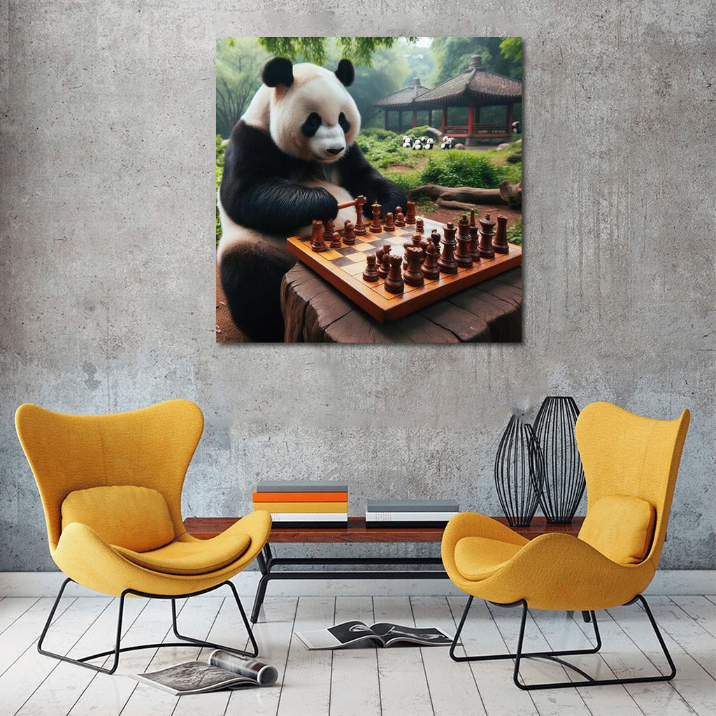 Panda Chess Game in the Park: Strategy and Nature