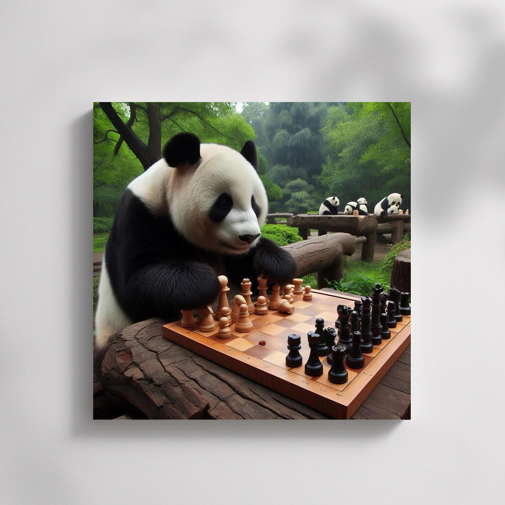 Panda Chess Games in the Park: Humorous Landscape