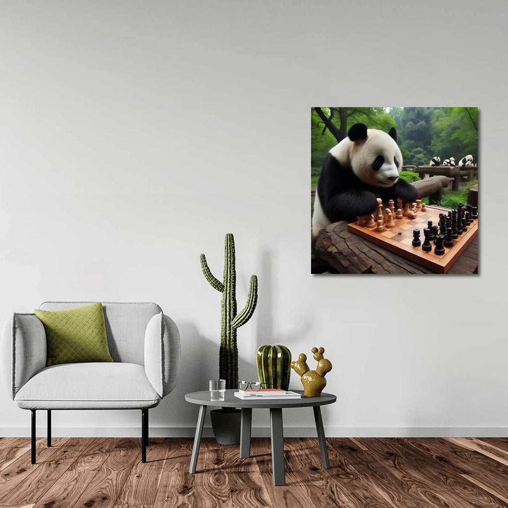 Panda Chess Games in the Park: Humorous Landscape
