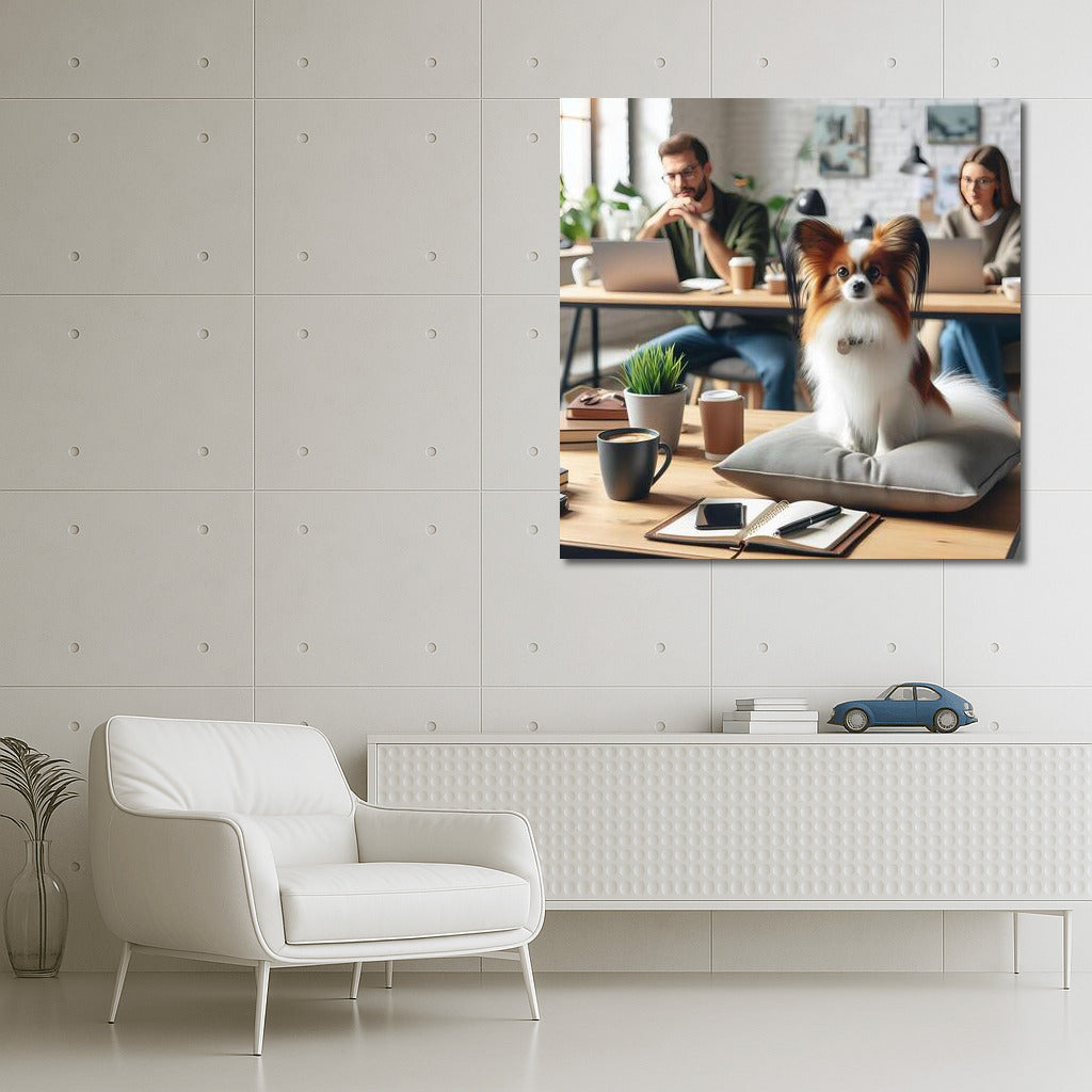 Papillon in Coworking: Dog Game in the Office