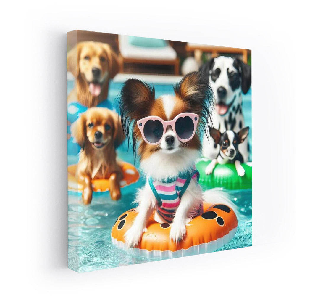 Papillon Puppies at a Pool Party: Playful Charm for Your Interior