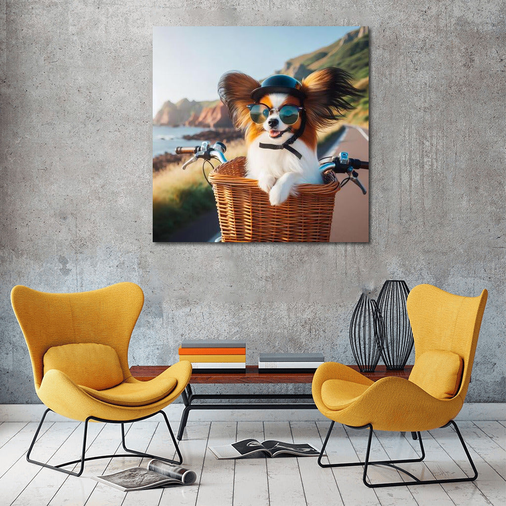 Papillon on a Bike Ride: A Furry Traveler in Sunglasses