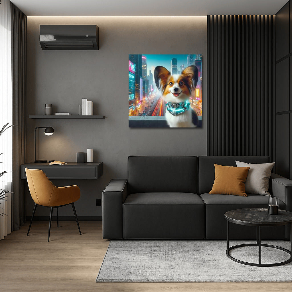 Papillon Puppy in the City of the Future: A Bright Accent for the Interior