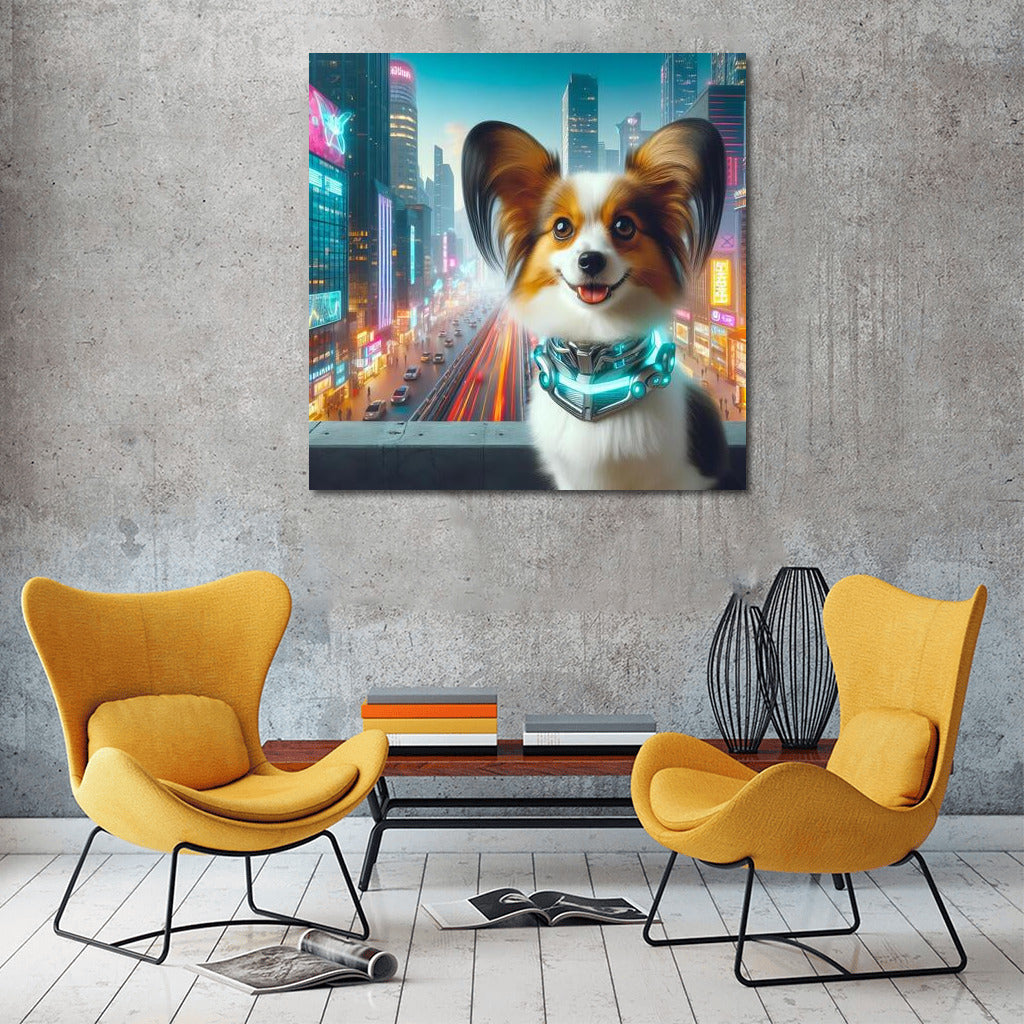 Papillon Puppy in the City of the Future: A Bright Accent for the Interior