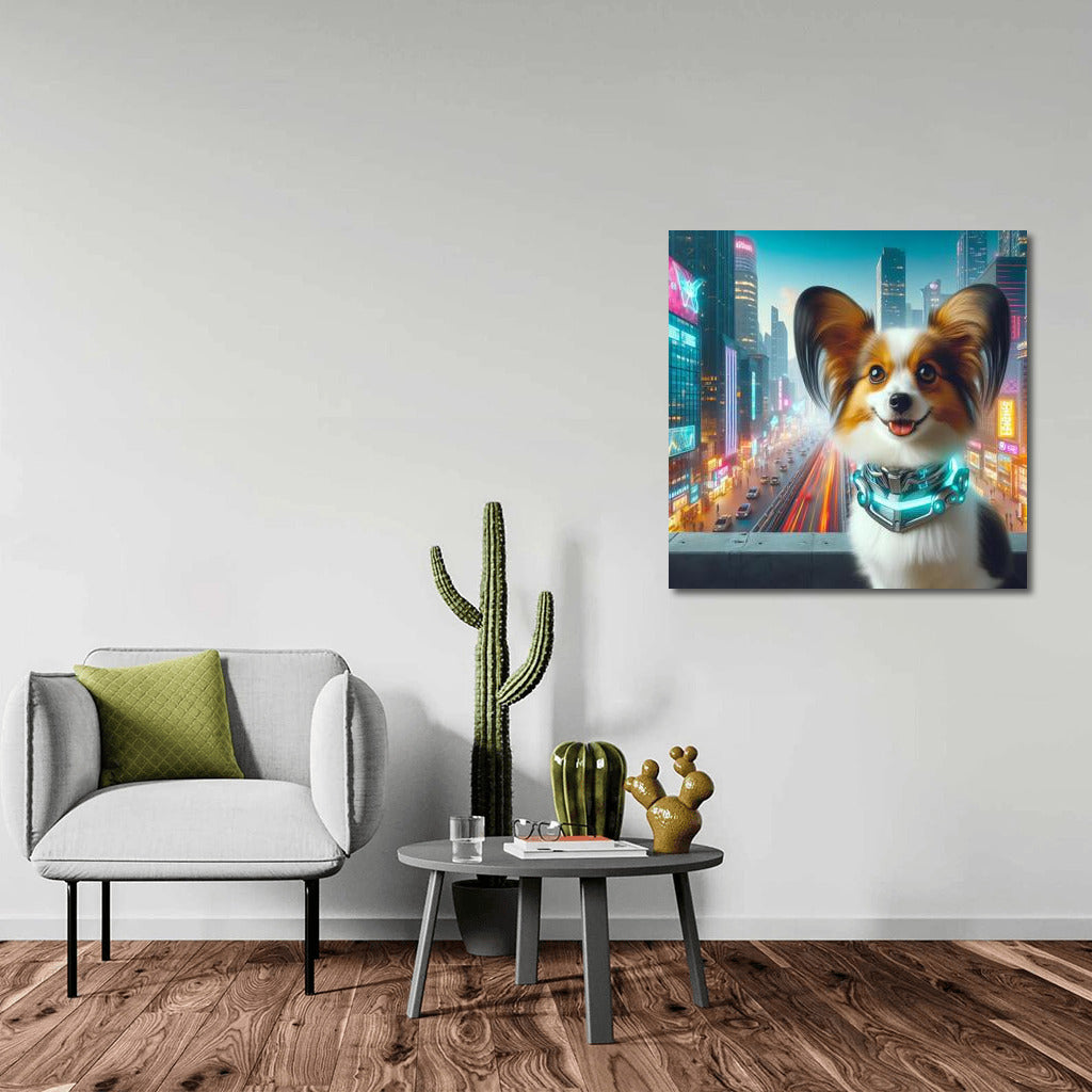 Papillon Puppy in the City of the Future: A Bright Accent for the Interior