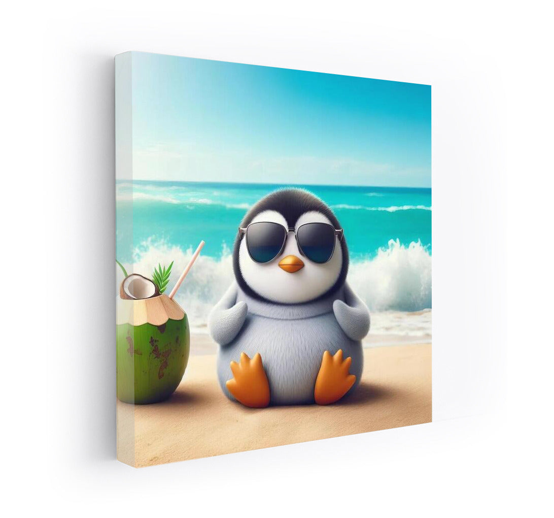 Penguin Meditating on the Beach: Harmony and Tranquility in the Interior
