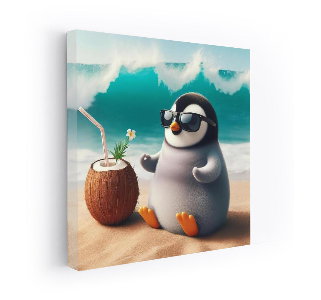 Penguin Meditation on the Beach: Waves of Dream and Peace