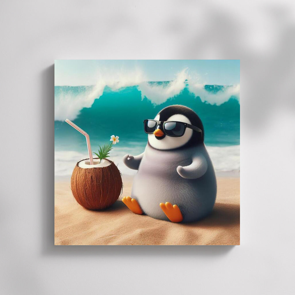 Penguin Meditation on the Beach: Waves of Dream and Peace