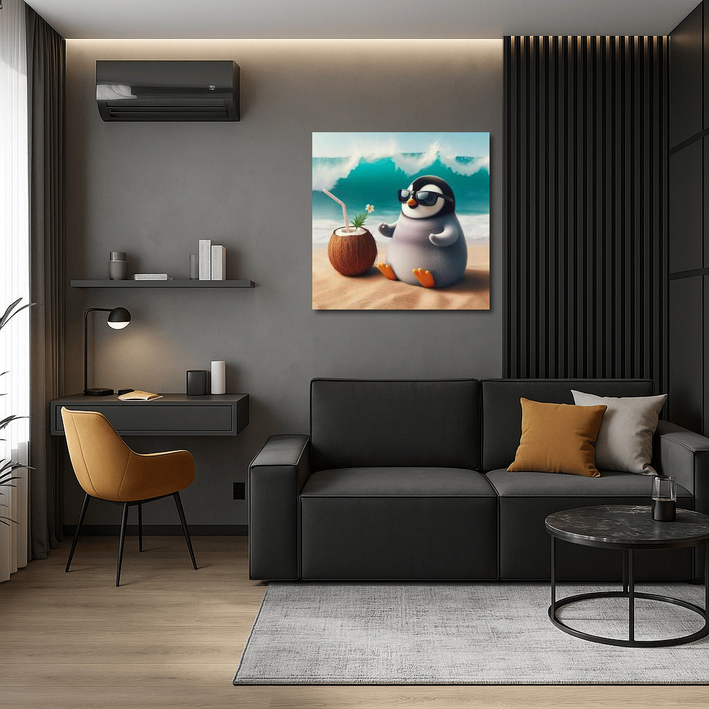 Penguin Meditation on the Beach: Waves of Dream and Peace