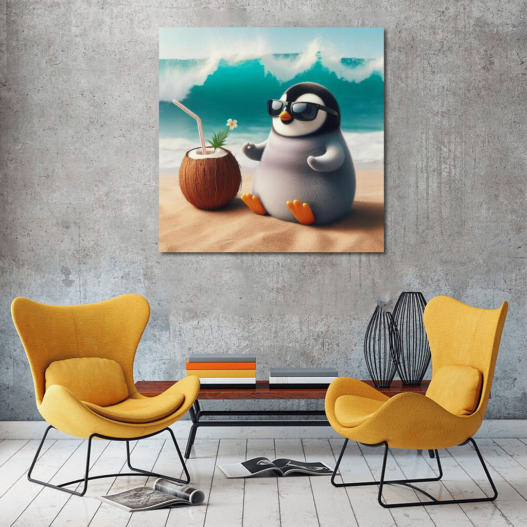 Penguin Meditation on the Beach: Waves of Dream and Peace