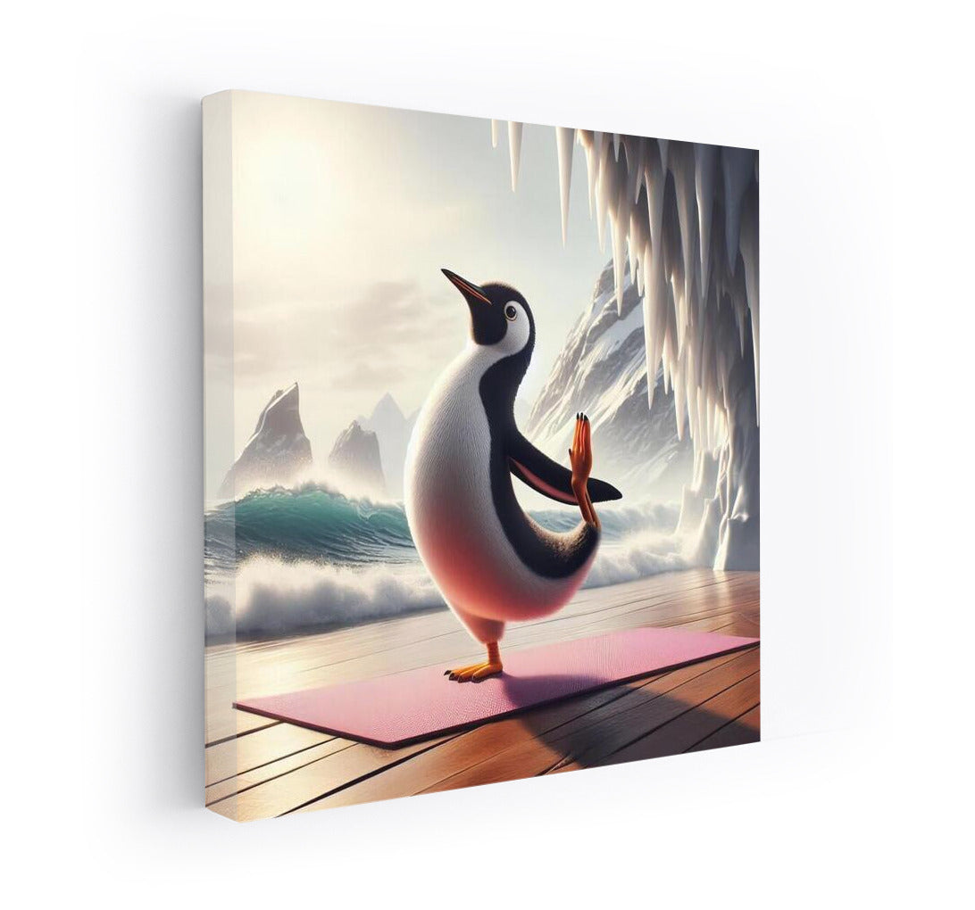 Yoga Instructor Penguin on the Seashore: Tranquility and Nature