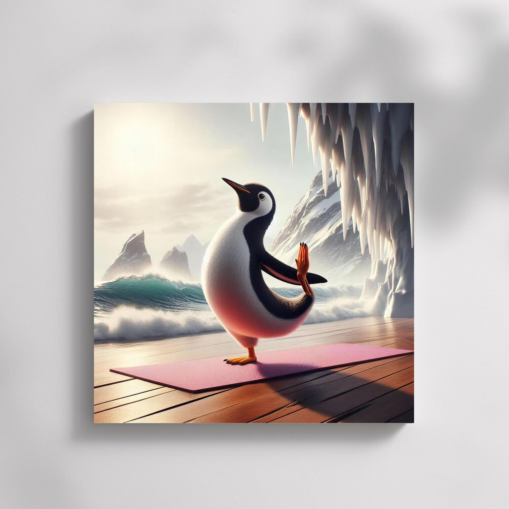 Yoga Instructor Penguin on the Seashore: Tranquility and Nature