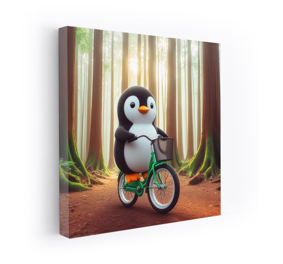 Penguin on a Bicycle in the Forest: A Fun Journey
