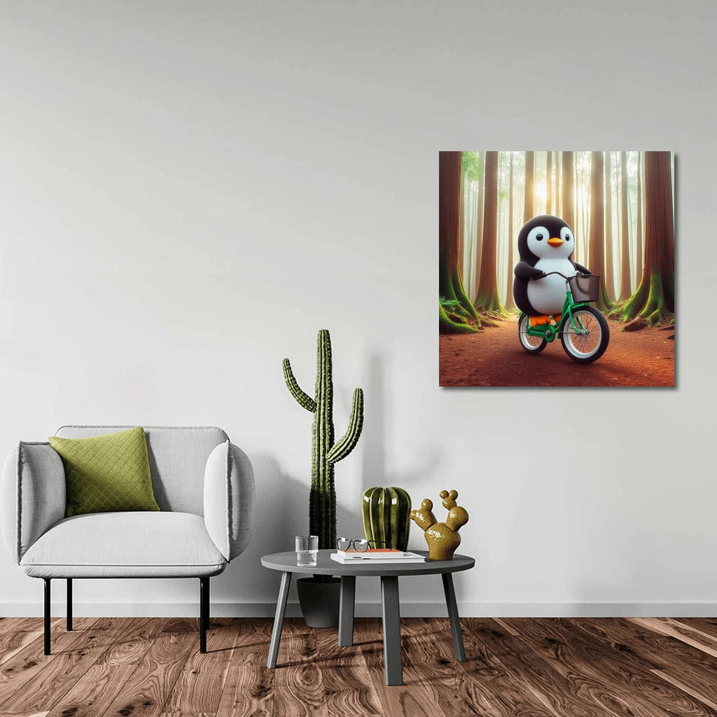 Penguin on a Bicycle in the Forest: A Fun Journey