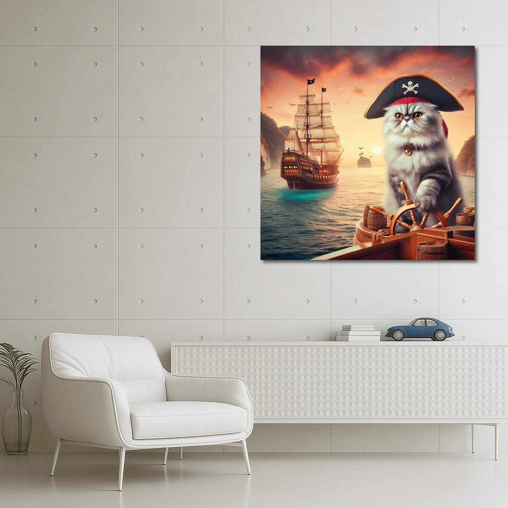 Persian Cat Captain on the Pirate Ship at Treasure Island