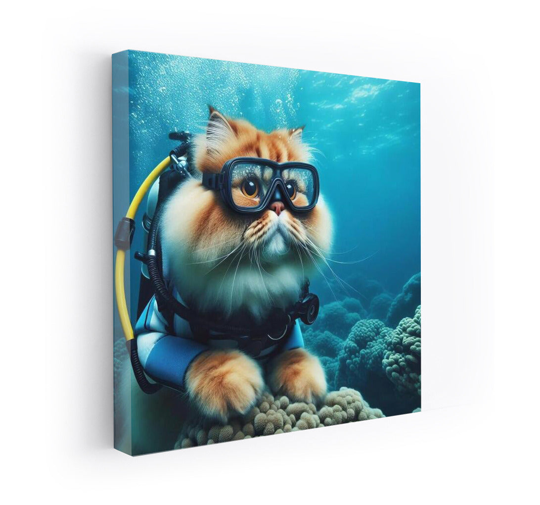 Persian Diver Cat: Underwater Journey in Scuba