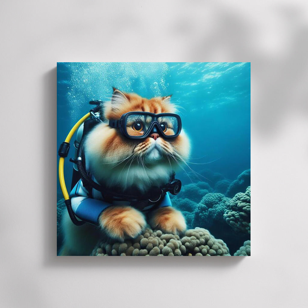 Persian Diver Cat: Underwater Journey in Scuba
