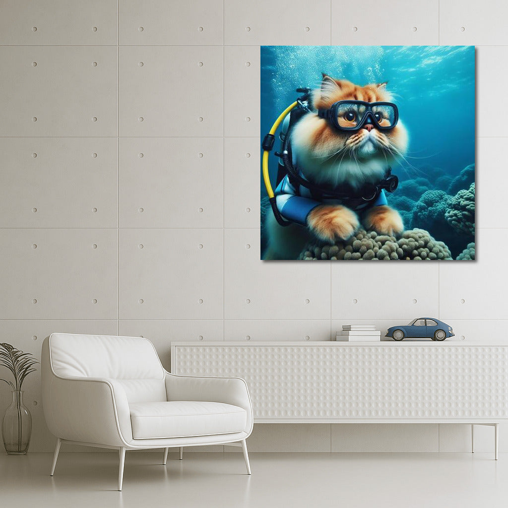 Persian Diver Cat: Underwater Journey in Scuba