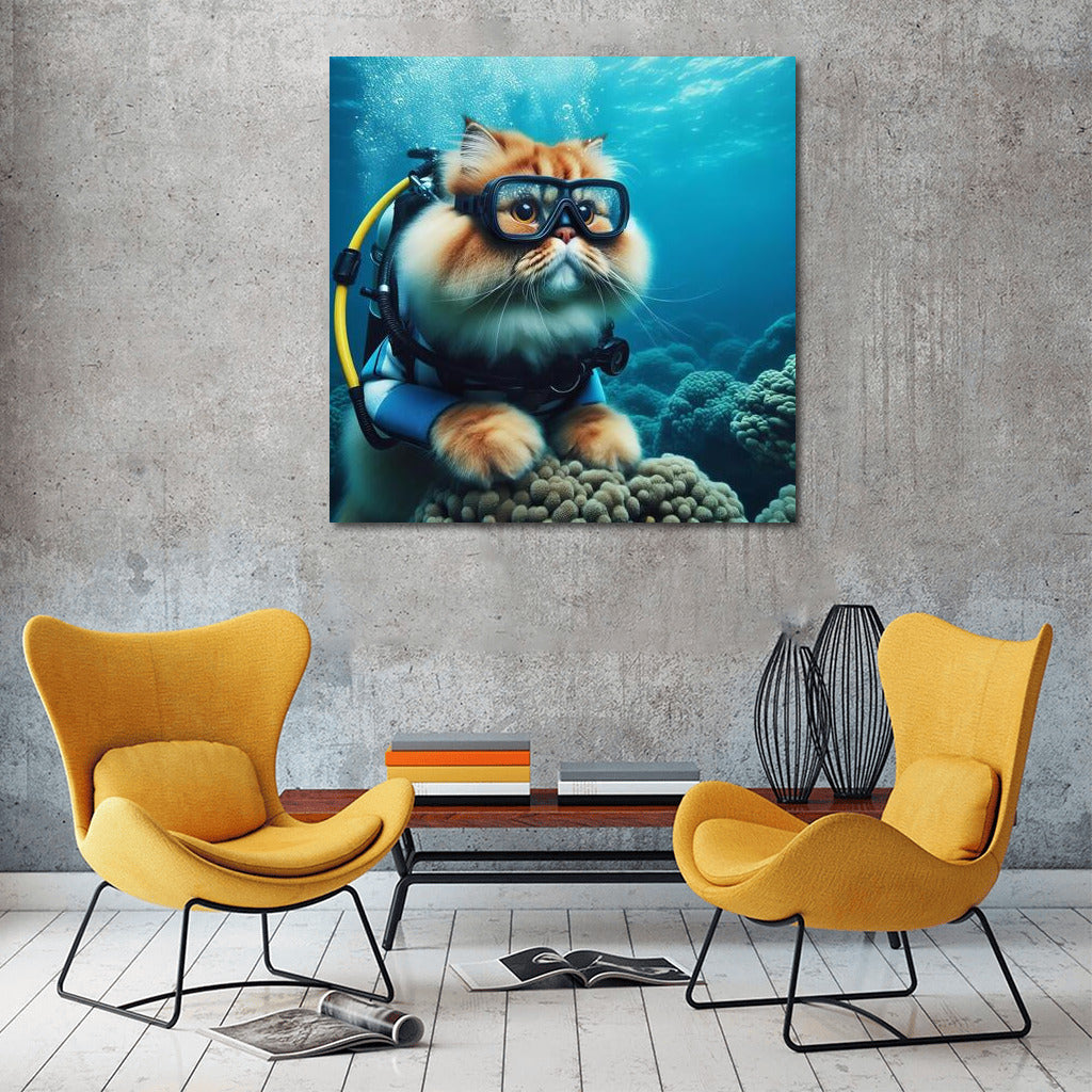 Persian Diver Cat: Underwater Journey in Scuba