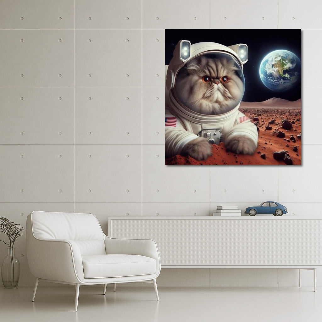 Persian Astronaut Cat on Mars: A Look Back at Earth