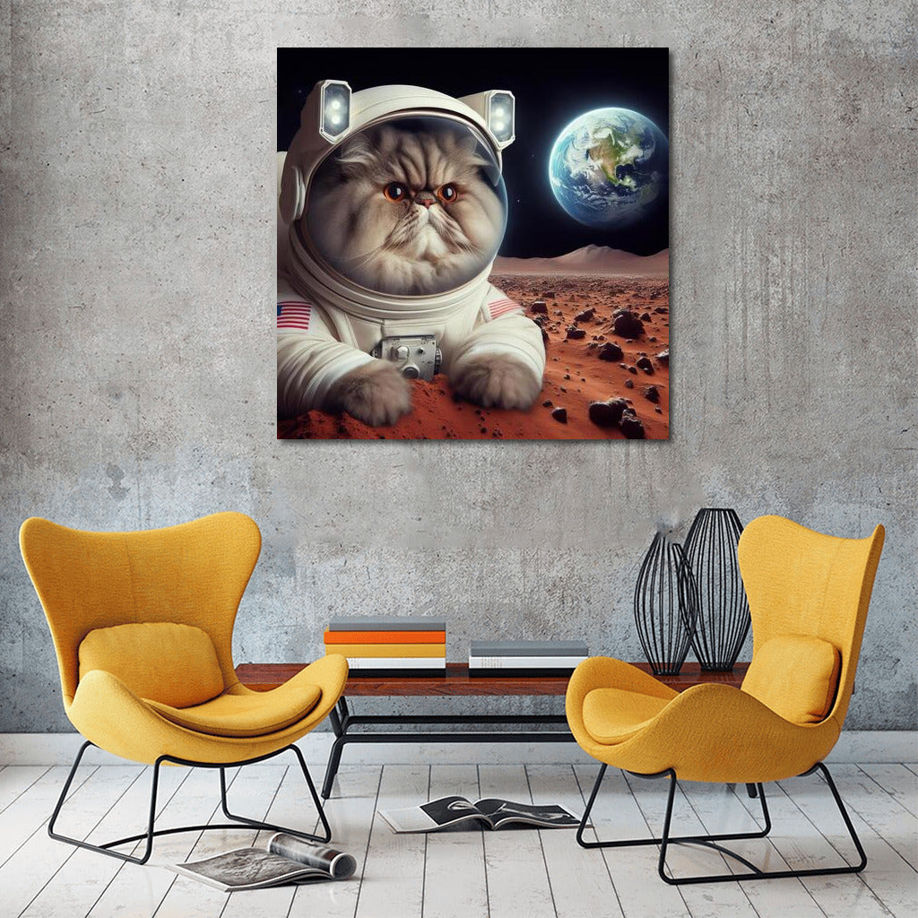 Persian Astronaut Cat on Mars: A Look Back at Earth