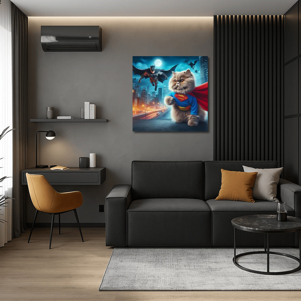 Persian Cat Superhero: City Savior from Villain