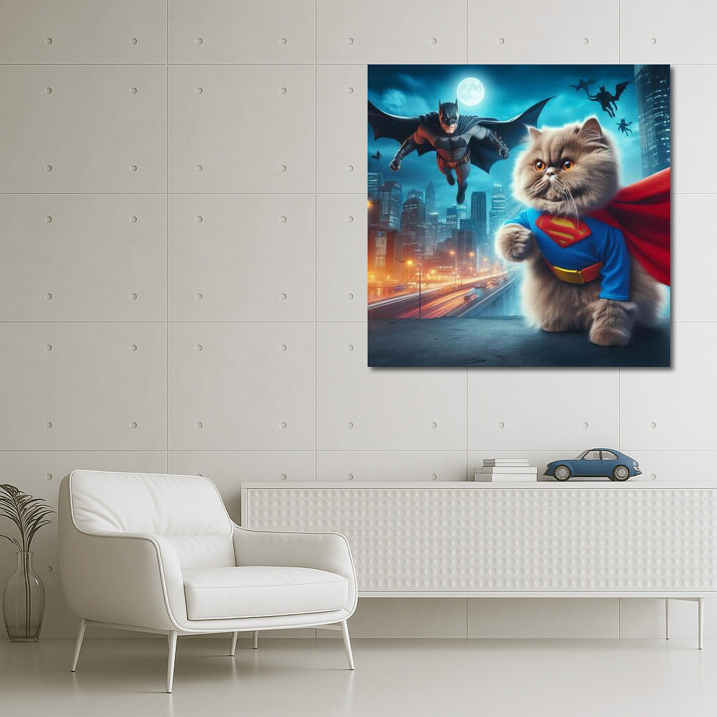 Persian Cat Superhero: City Savior from Villain