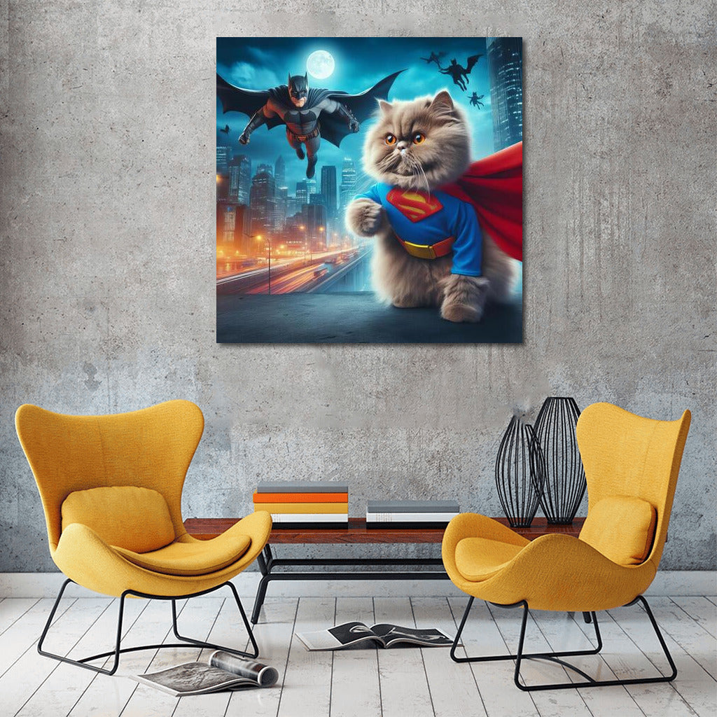 Persian Cat Superhero: City Savior from Villain