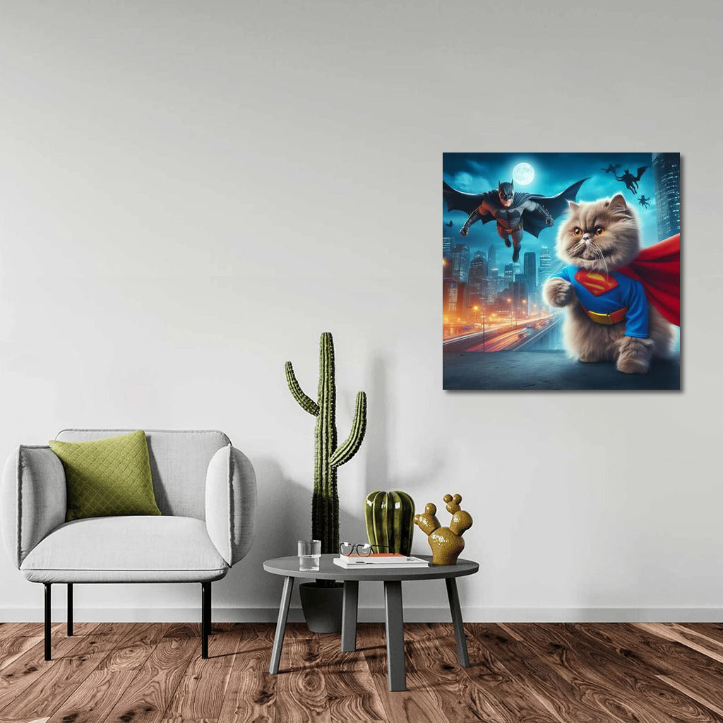 Persian Cat Superhero: City Savior from Villain