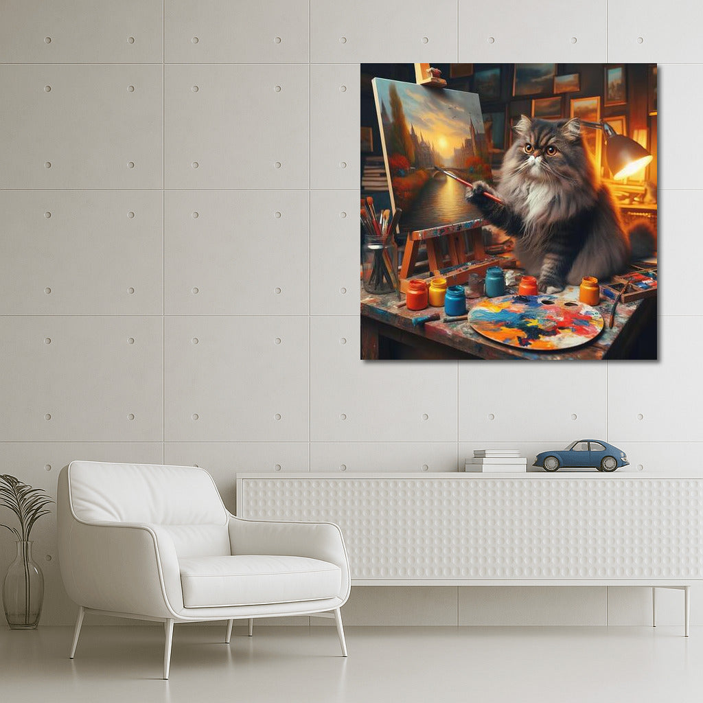 Wonders on canvas: Persian cat artist in the studio