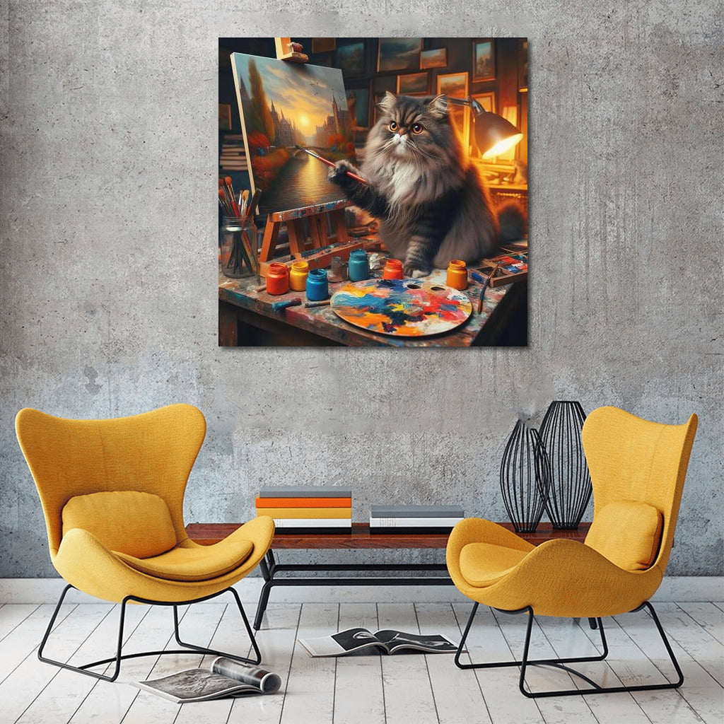 Wonders on canvas: Persian cat artist in the studio