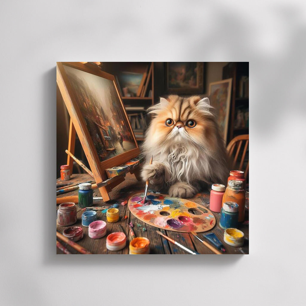 Persian Cat in Art Workshop: Creating a Masterpiece
