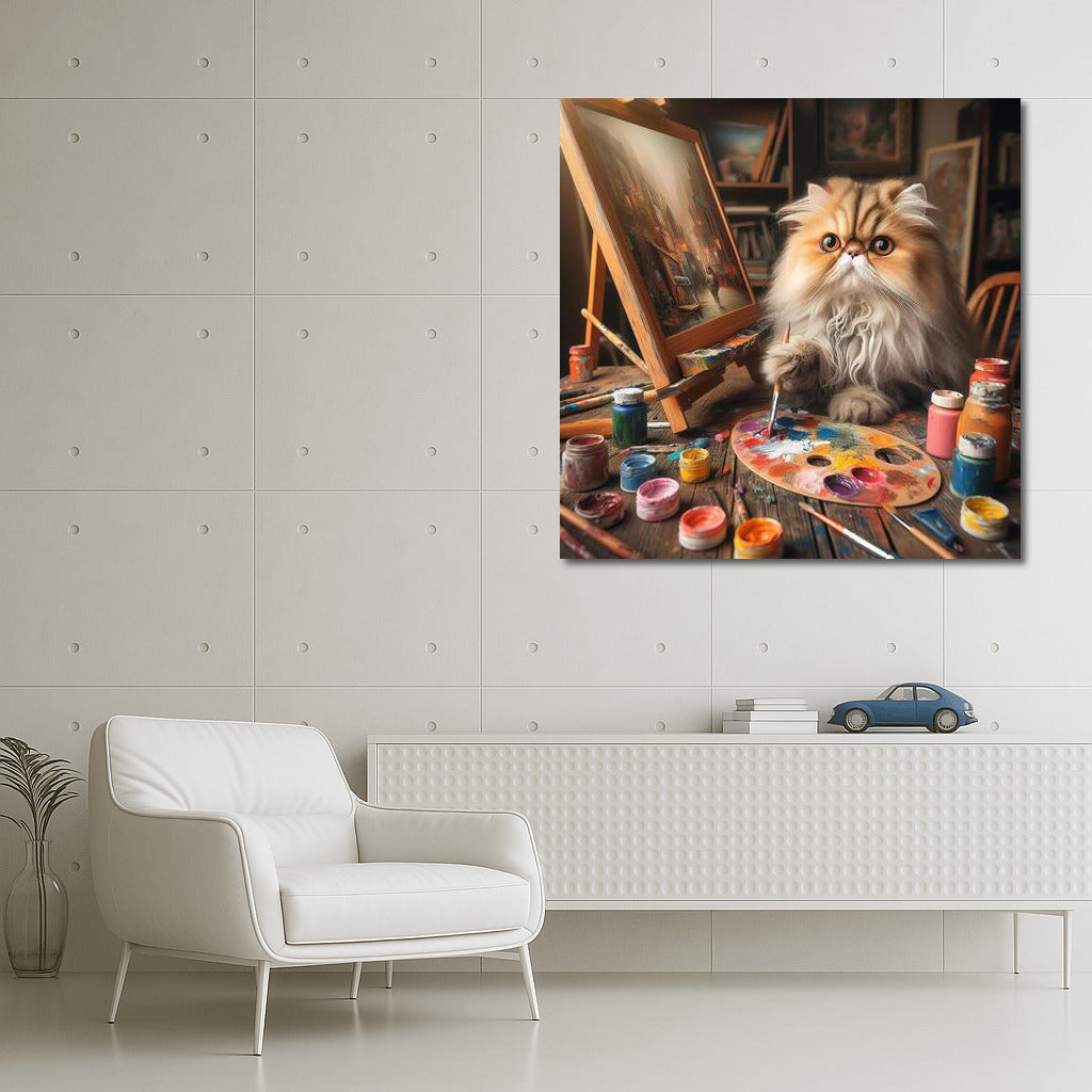 Persian Cat in Art Workshop: Creating a Masterpiece