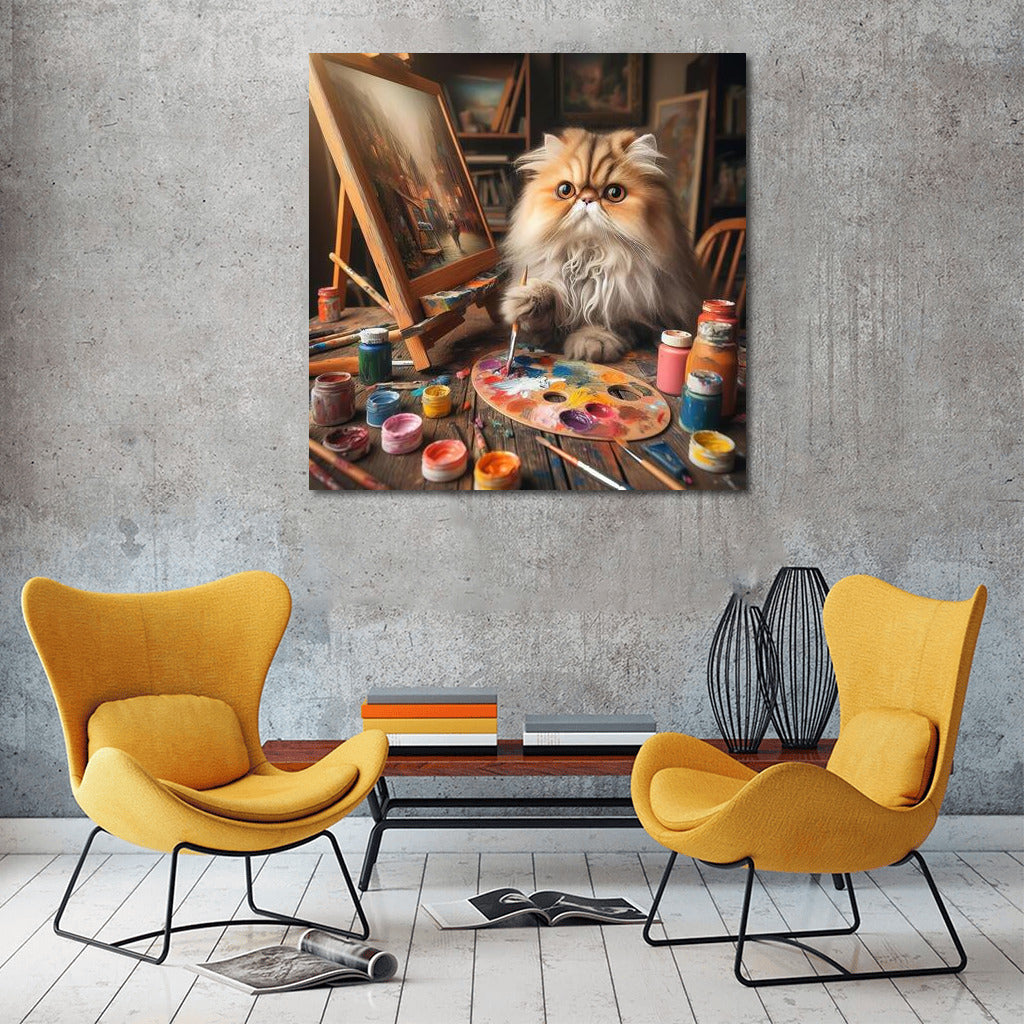 Persian Cat in Art Workshop: Creating a Masterpiece