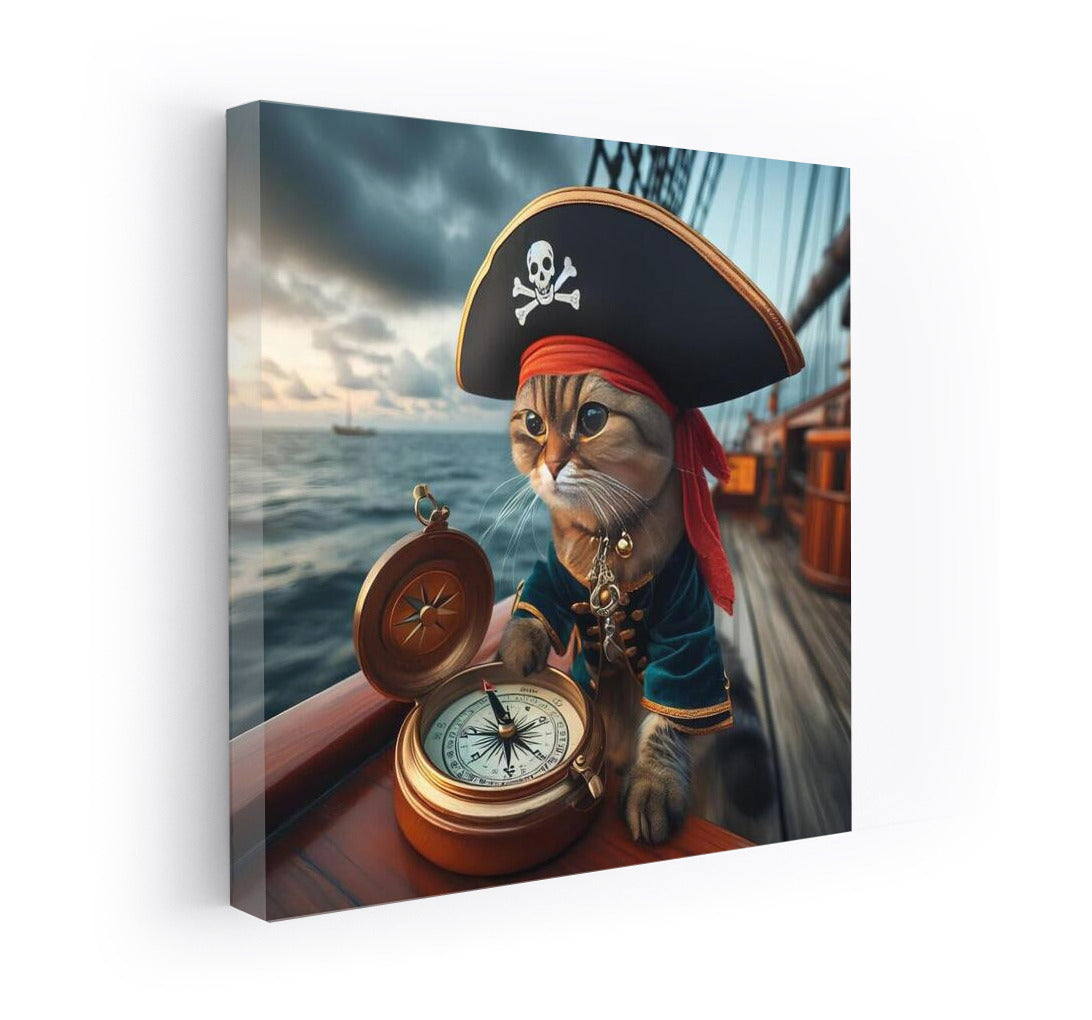 Captain Cat: The Mustachioed Pirate of the Caribbean with a Compass