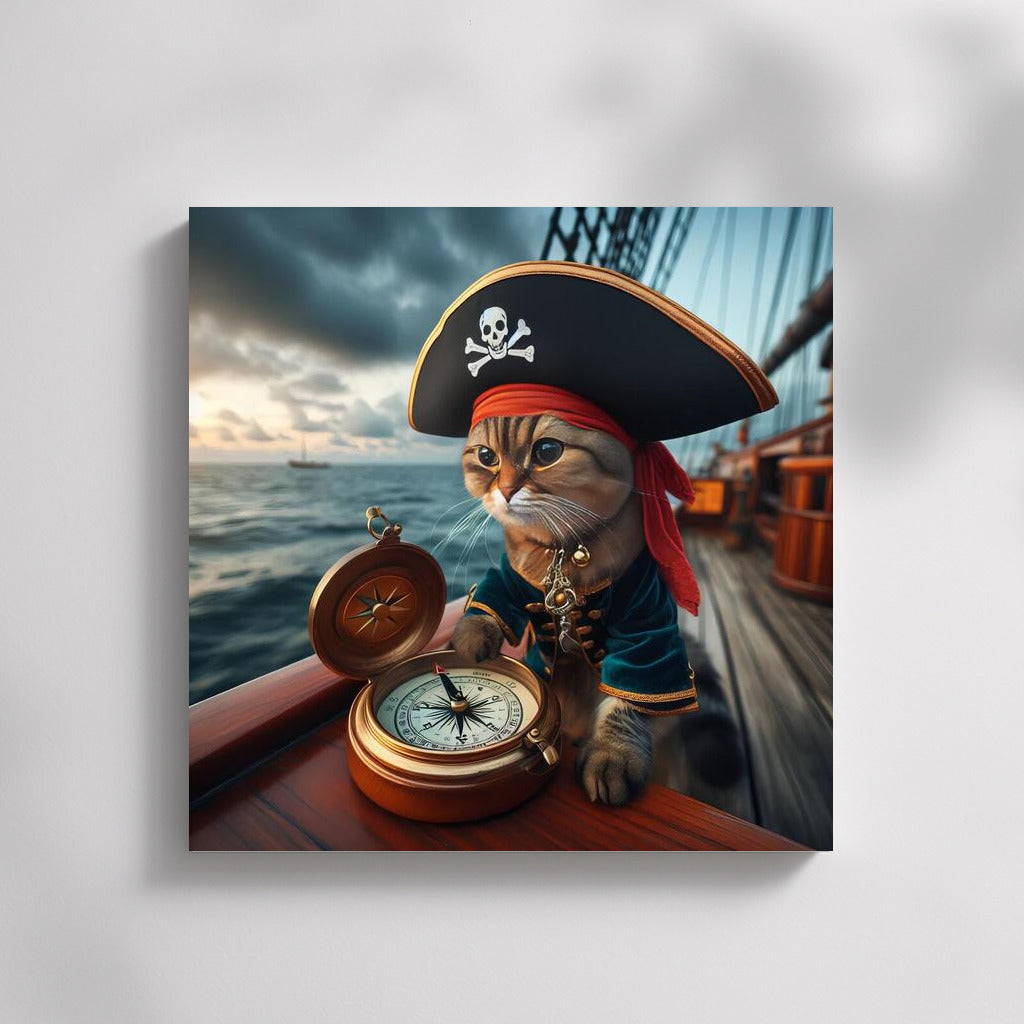 Captain Cat: The Mustachioed Pirate of the Caribbean with a Compass