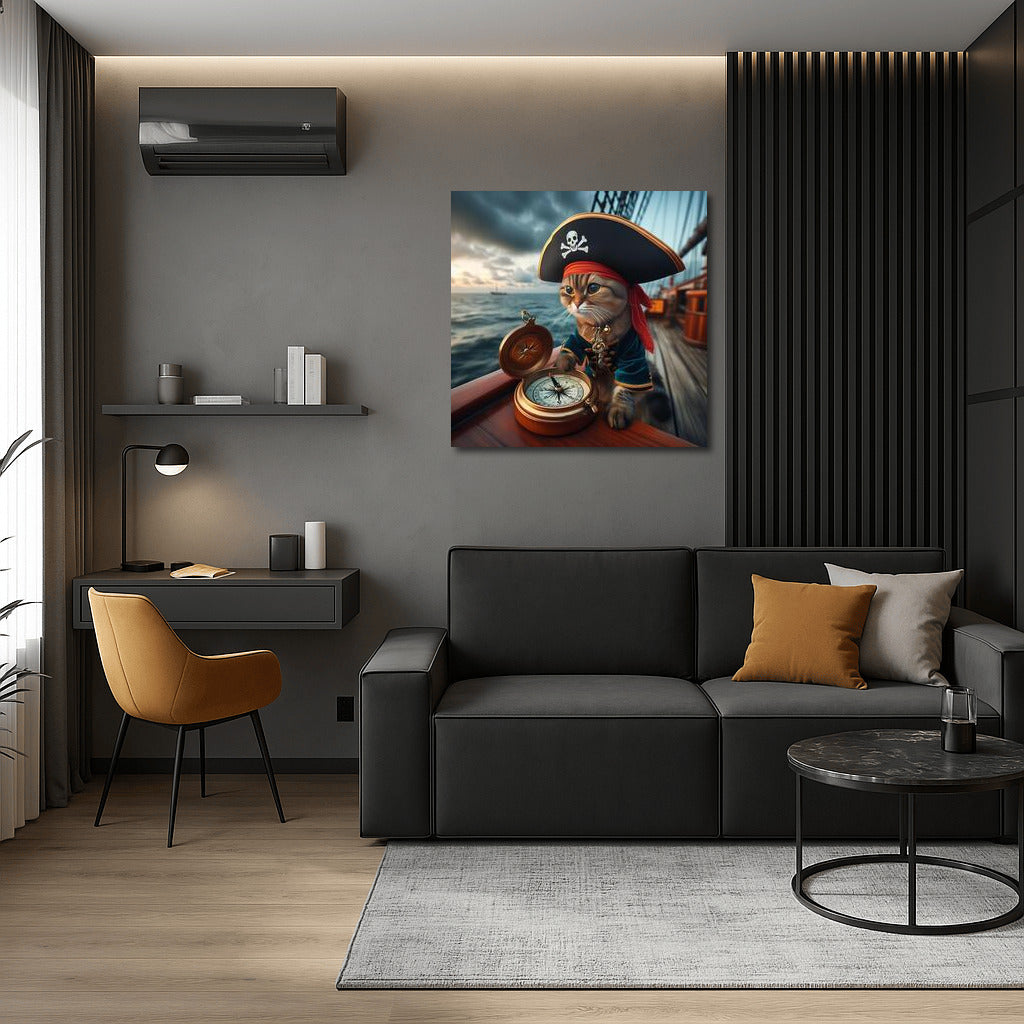 Captain Cat: The Mustachioed Pirate of the Caribbean with a Compass