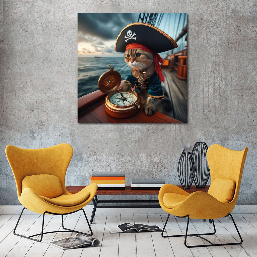 Captain Cat: The Mustachioed Pirate of the Caribbean with a Compass
