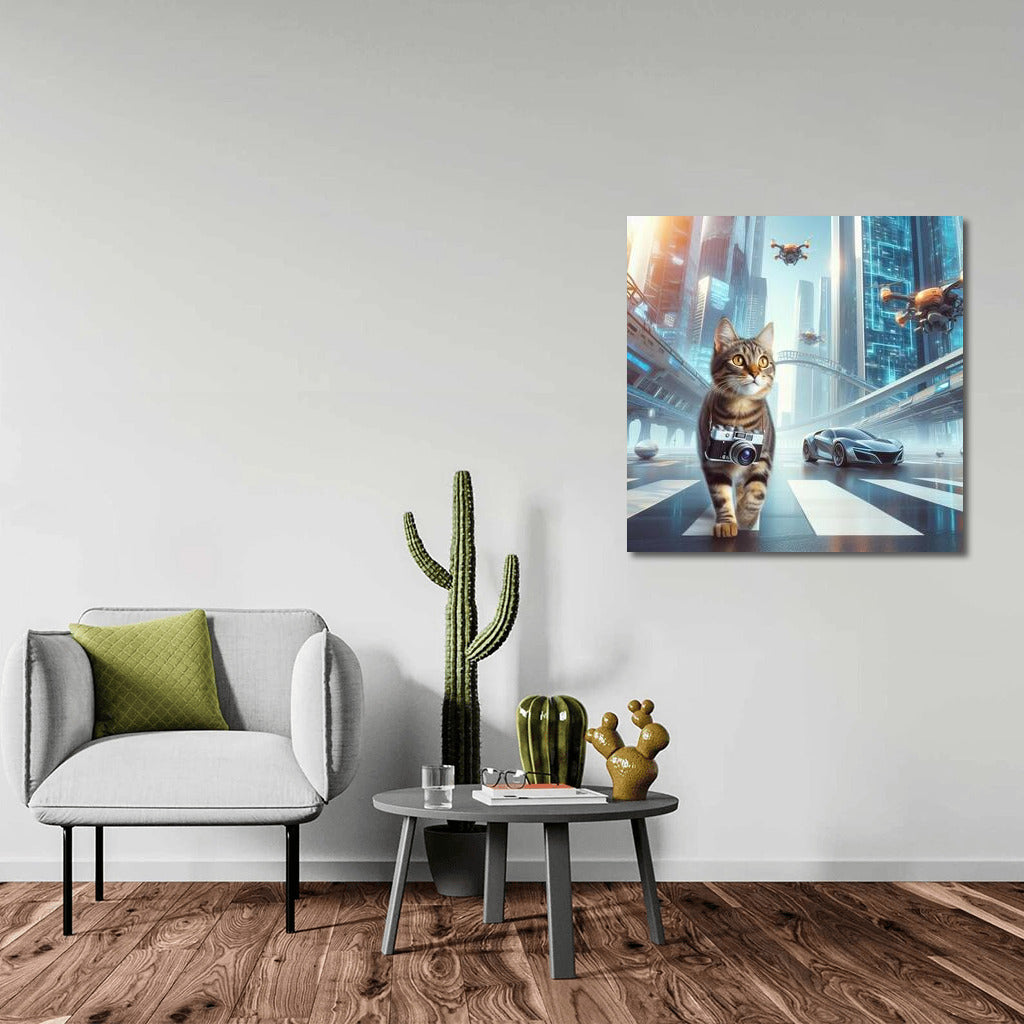 Photographer-Cat in the City of the Future: Skyscrapers and Drones