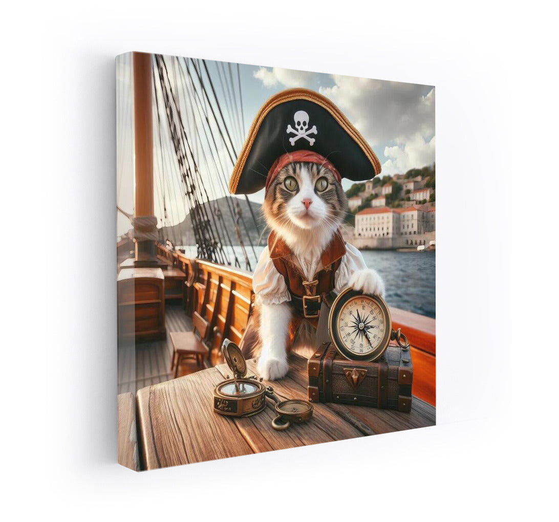 Pirate Cat with Compass: Sea Adventures in the Style of Pirates of the Caribbean