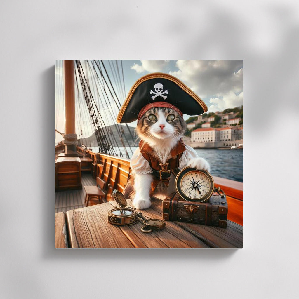 Pirate Cat with Compass: Sea Adventures in the Style of Pirates of the Caribbean