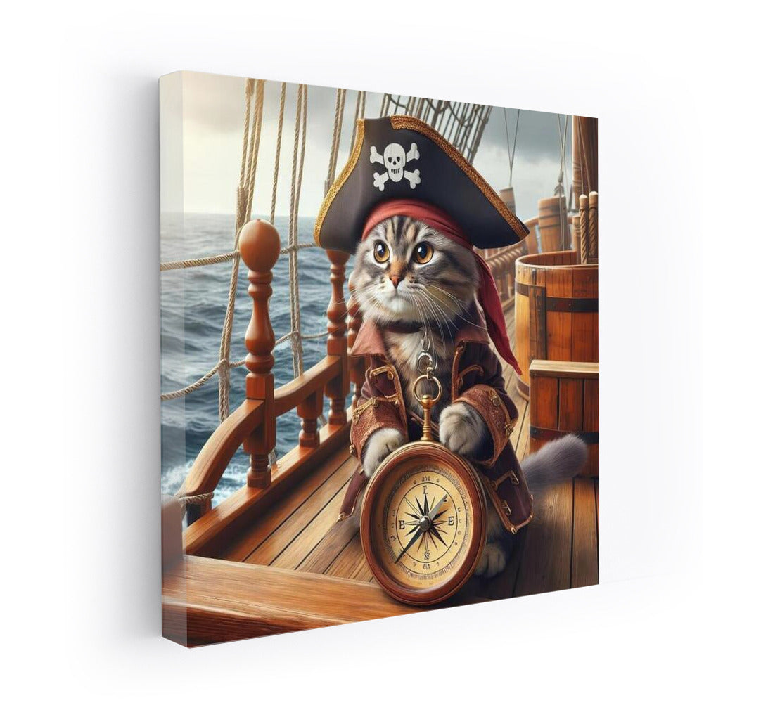 Pirate Cat with Compass: Sea Adventures in the Style of 'Pirates of the Caribbean'