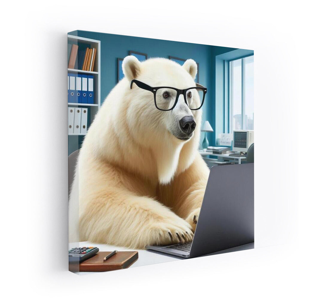 Polar Bear Programmer at Laptop: Creativity for Interior