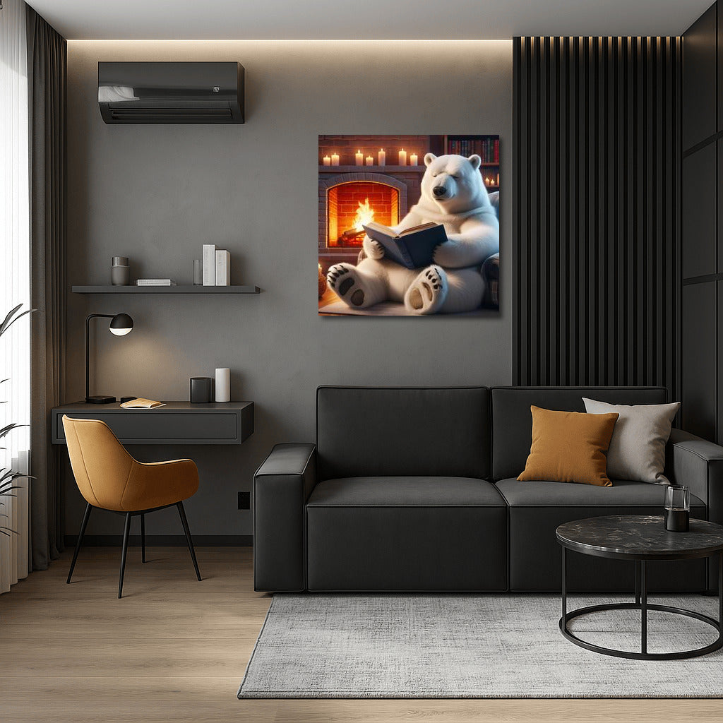 Polar Bear by the Fireplace: Comfort and Tranquility in Your Interior