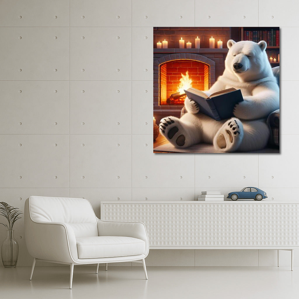 Polar Bear by the Fireplace: Comfort and Tranquility in Your Interior