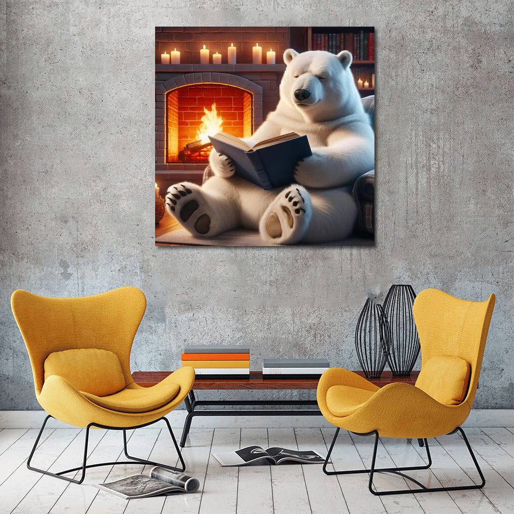 Polar Bear by the Fireplace: Comfort and Tranquility in Your Interior
