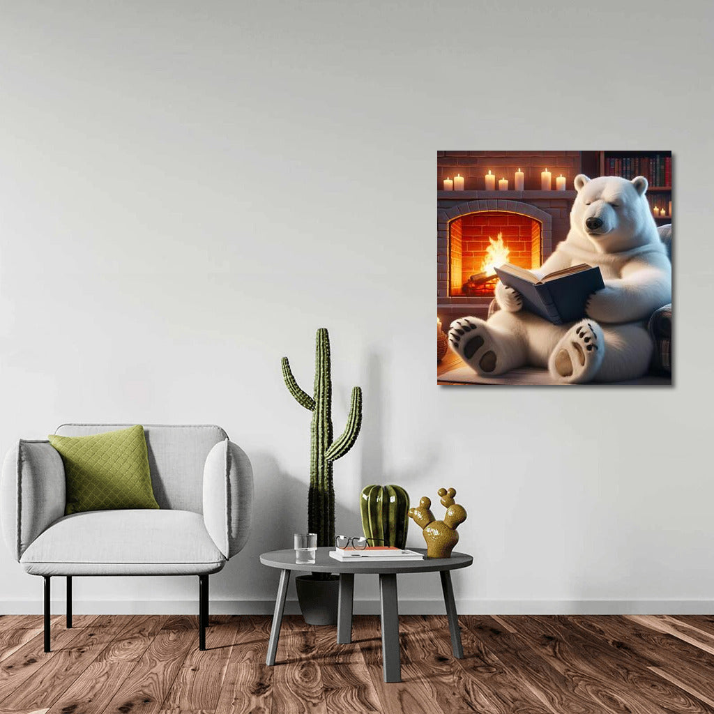 Polar Bear by the Fireplace: Comfort and Tranquility in Your Interior