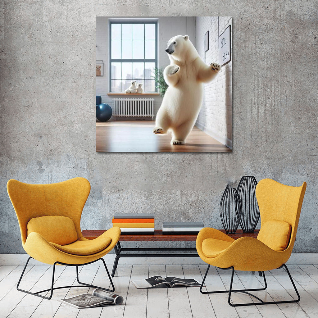 Polar Bear at a Dance Lesson in a Studio: A Playful Mood for Your Interior